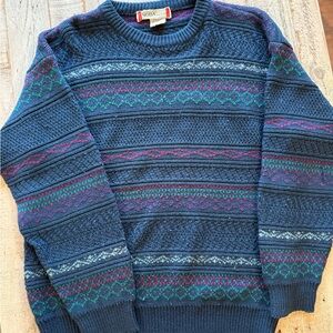 Vintage NOBA Made in Italy Fair Isle Knit Sweater | Wool Blend | Size 16/18 L
